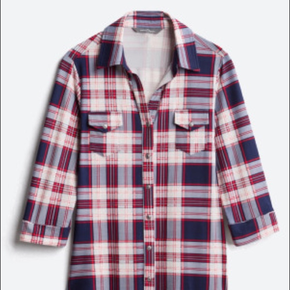 Market & Spruce Flannel 3/4 sleeve Button Down